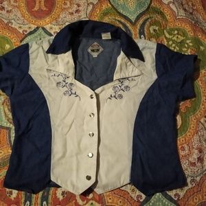 Vintage, Southern, denim, embroidered, crop top